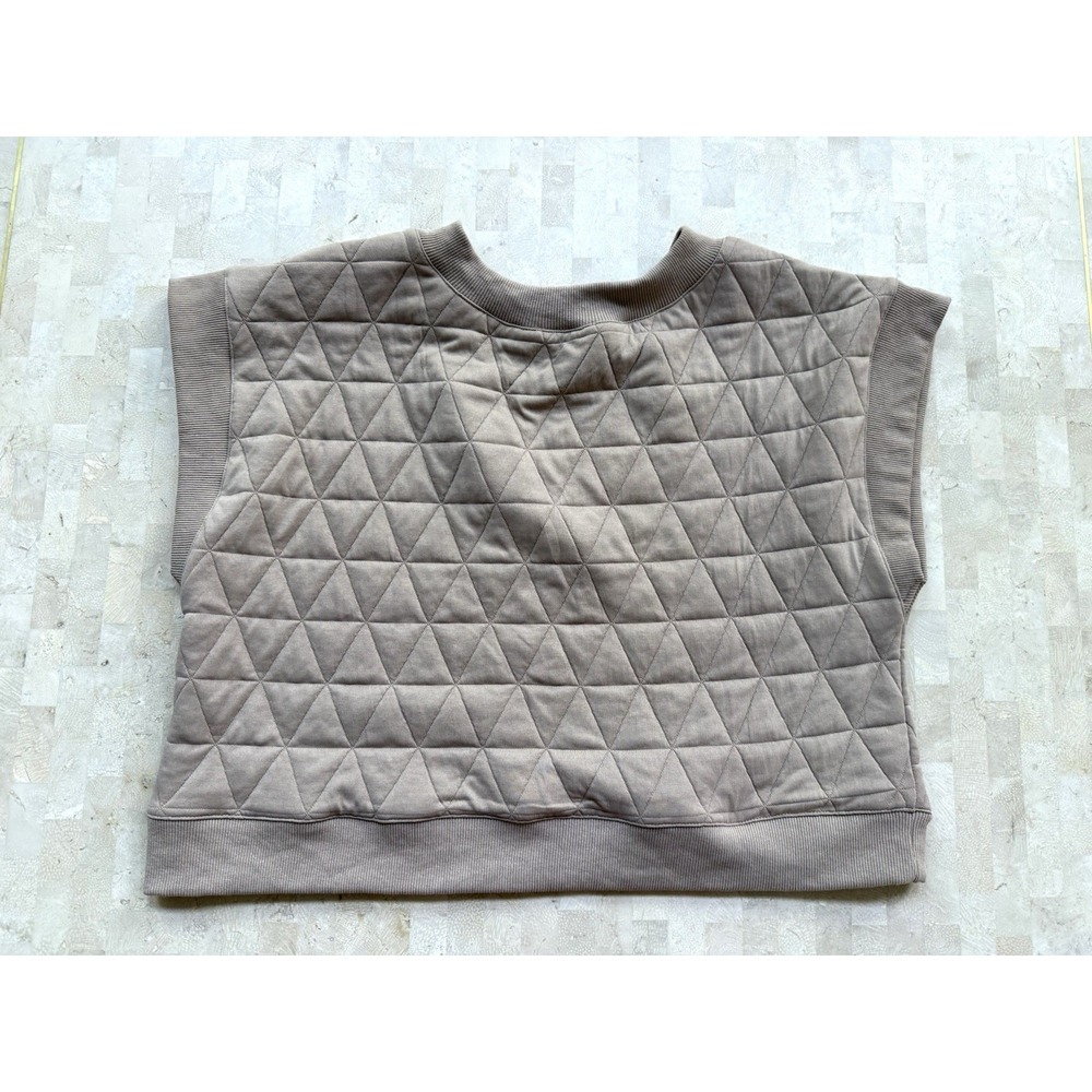 ENTRO Anthropologie Quilted Sleeveless Crop Vest Womens Jacket Beige NWT Sz S - Picture 6 of 6